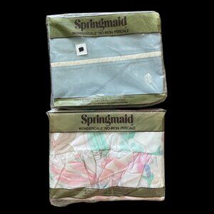 Vtg Springmaid Wondercale Percal Twin Flat Sheets Lillium & Colorworks Patterns